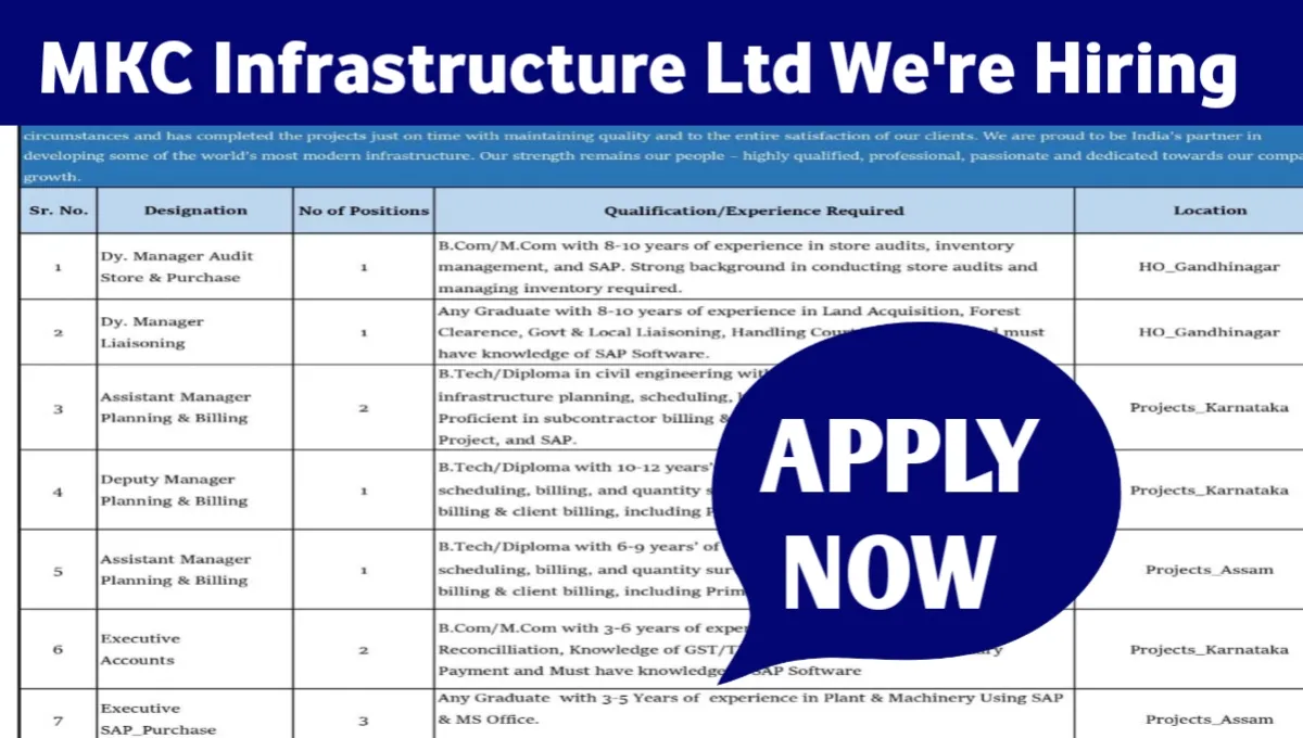Exciting Career Opportunities with MKC Infrastructure